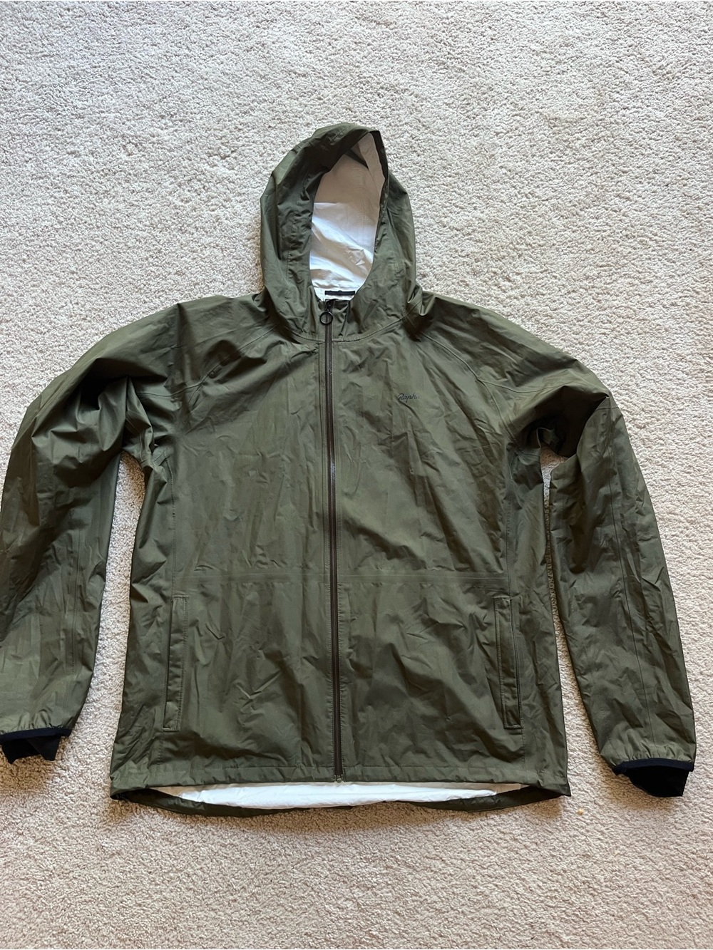 Rapha Men's Olive Hooded Rain/Wind Jacket XL